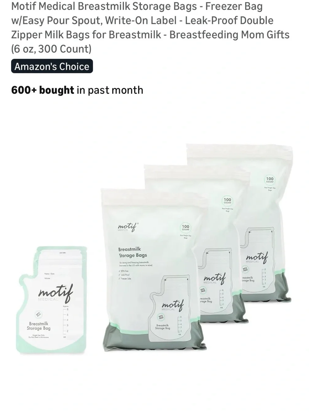 Motif Medical Mint Green Breastmilk Storage Bags - Leak-Proof, BPA-Free